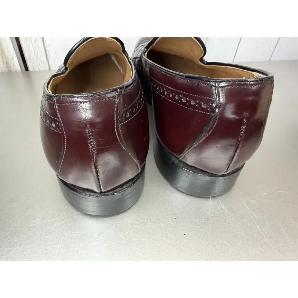 Johnston & Murphy Tassel Loafers Mens 10.5 Burgundy Leather Shoes